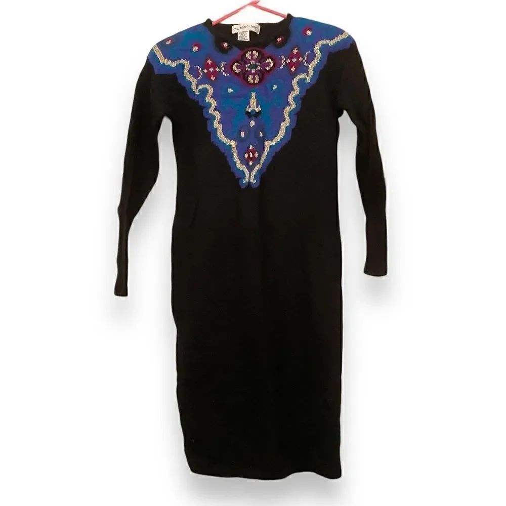 Vintage Outlander Metallic Wool Sweater Dress Size S